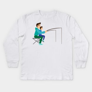 Father and Son fishing Kids Long Sleeve T-Shirt